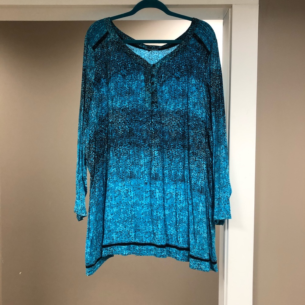 Avenue 30/32 Solid Lace Up Tunic Teal